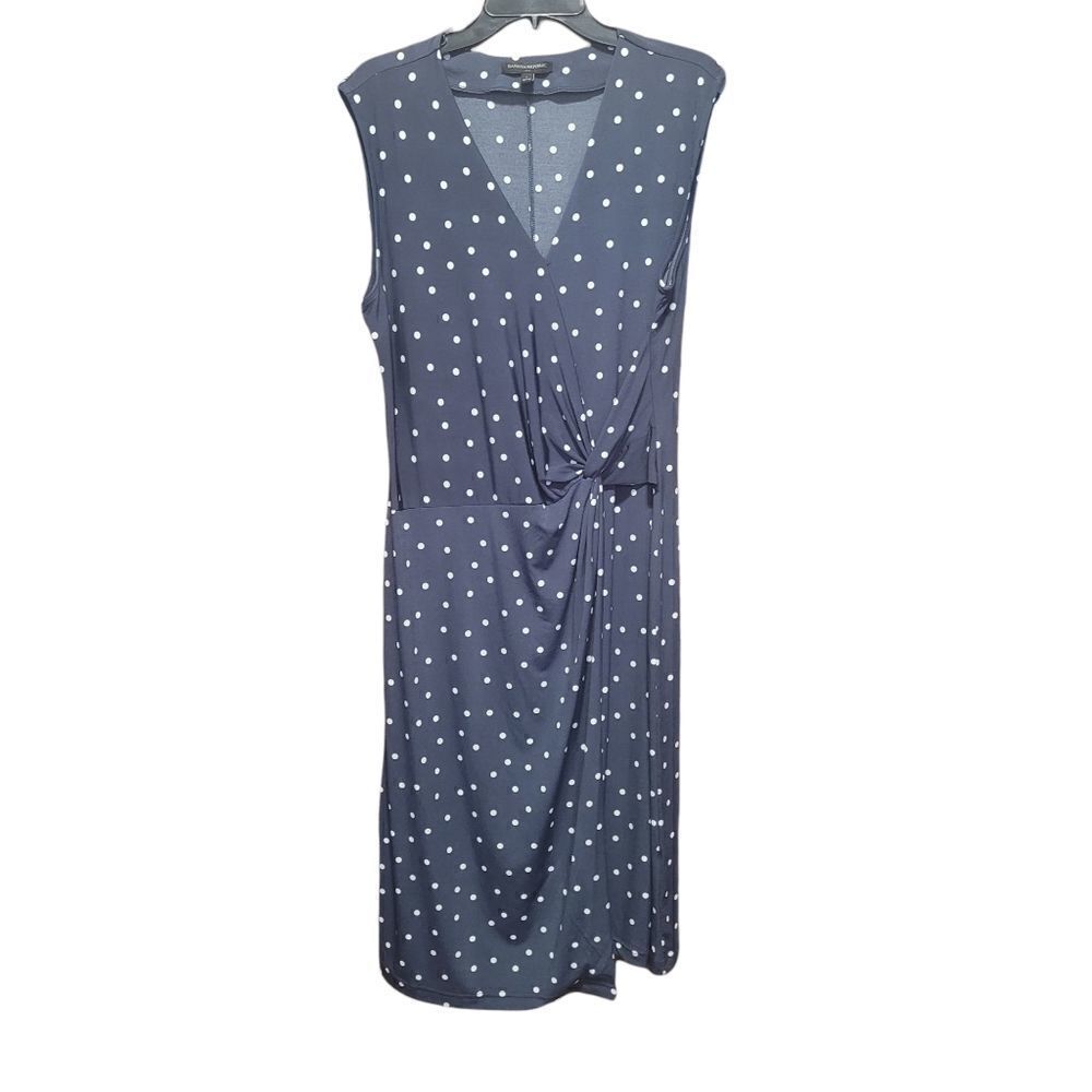 Banana Republic Navy Polka-Dot Faux Wrap Dress